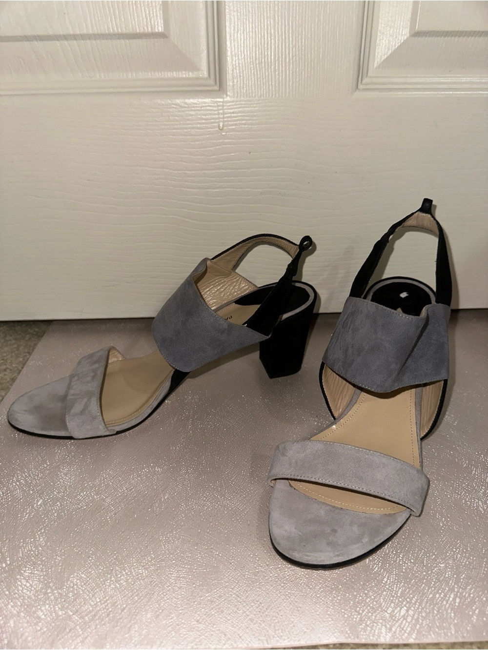Paul Andrew Gray Suede Slingback Block Heels 39 9 formal business event